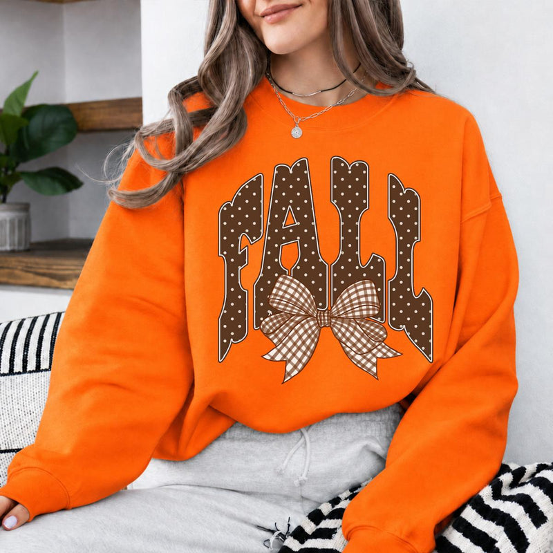 Fall Outfit for Women FALL Bow Sweatshirt Thanksgiving Season Women Cute Coquette Gingham Design