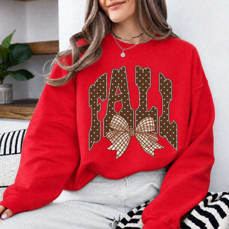 Fall Outfit for Women FALL Bow Sweatshirt Thanksgiving Season Women Cute Coquette Gingham Design