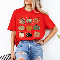 Fall Pumpkin Sweatshirt and T-Shirt Cute Patterned Pumpkins Autumn Women Cute Rustic Design