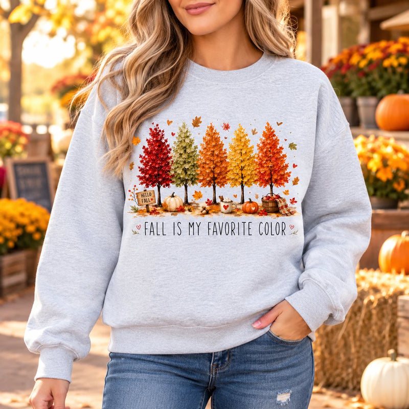 Fall Sweatshirt for Women Fall Is My Favorite Color Autumn Tree Graphic