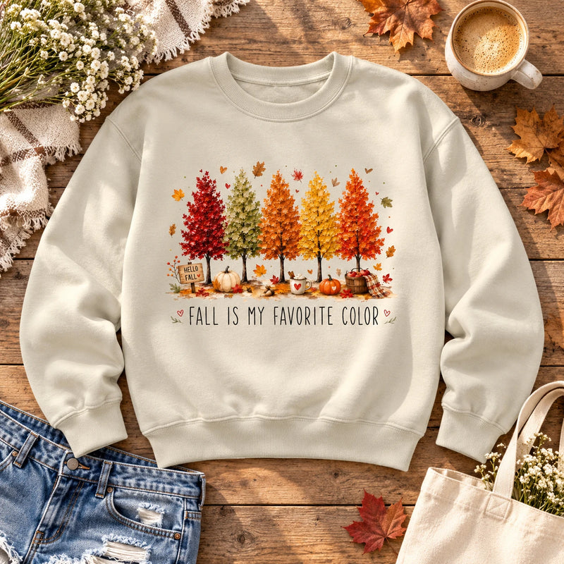 Fall Sweatshirt for Women Fall Is My Favorite Color Autumn Tree Graphic