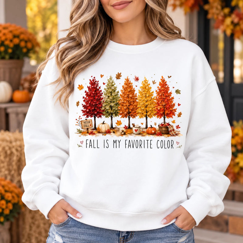 Fall Sweatshirt for Women Fall Is My Favorite Color Autumn Tree Graphic