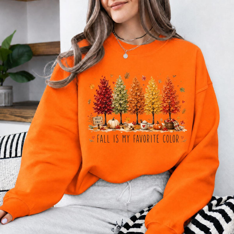 Fall Sweatshirt for Women Fall Is My Favorite Color Autumn Season Women Cute Rustic Tree Design