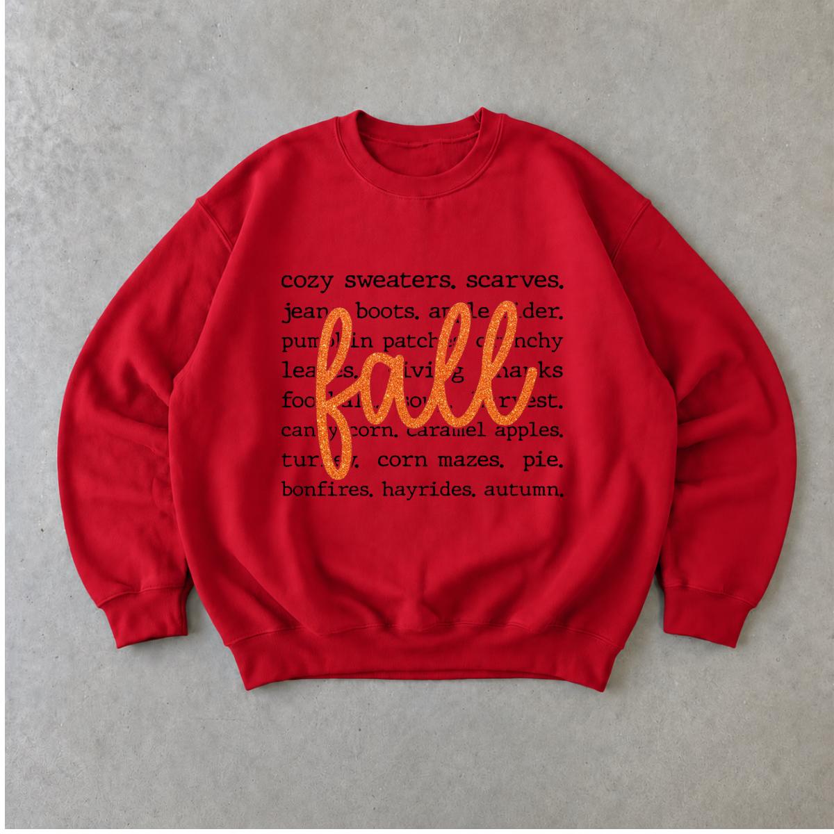 Fall Vibes Sweatshirt Fall Word List Autumn Thanksgiving Women Cozy Typography Design