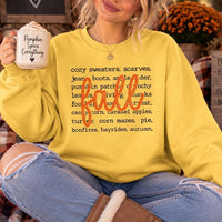 Fall Vibes Sweatshirt Fall Word List Autumn Thanksgiving Women Cozy Typography Design