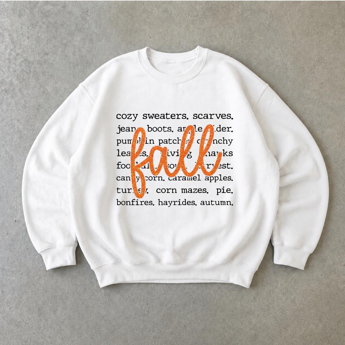Fall Vibes Sweatshirt Fall Word List Autumn Thanksgiving Women Cozy Typography Design