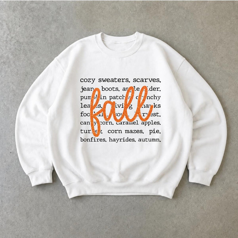 Fall Vibes Sweatshirt Fall Word List Autumn Thanksgiving Women Cozy Typography Design