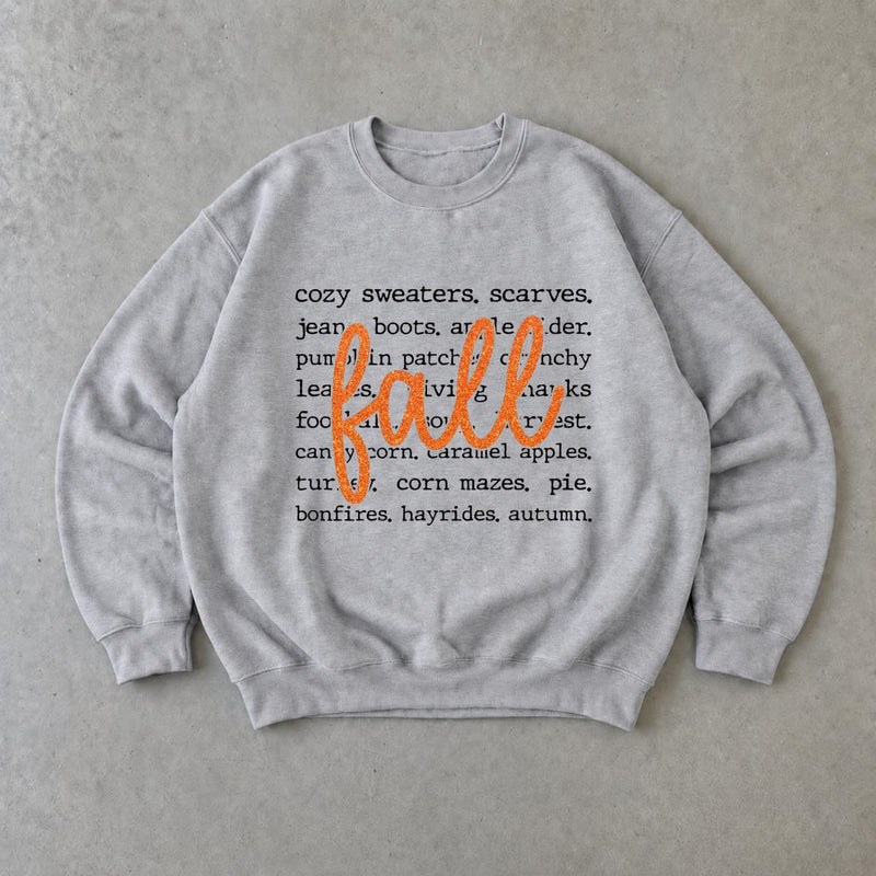 Fall Vibes Sweatshirt Fall Word List Autumn Thanksgiving Women Cozy Typography Design