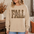 Fall Vibes Sweatshirt Leopard Print Autumn Graphic Pumpkin Season Women Cozy Trendy Fall Top