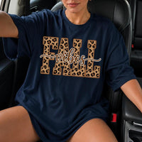 Fall Vibes Sweatshirt Leopard Print Autumn Graphic Pumpkin Season Women Cozy Trendy Fall Top