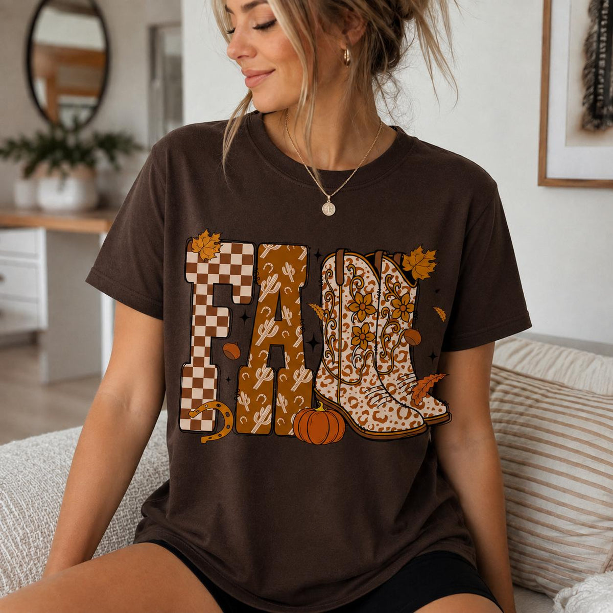 Fall Western Cowgirl Sweatshirt, FALL Cowboy Boots Graphic, Leopard Boots Pumpkin Autumn Top, Thanksgiving Gift for Her, Women Retro Boho Country Style
