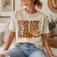 Fall Western Cowgirl Sweatshirt, FALL Cowboy Boots Graphic, Leopard Boots Pumpkin Autumn Top, Thanksgiving Gift for Her, Women Retro Boho Country Style