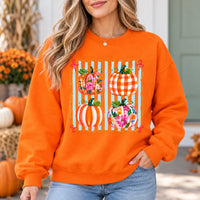 Floral Pumpkin Graphic Sweatshirt and T-Shirt, Colorful Pumpkin Patch Fall Shirt for Women, Cute Preppy Autumn Thanksgiving