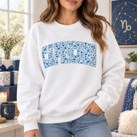 Floral Zodiac Sweatshirt Custom Astrology Sign Crewneck Vintage Celestial Horoscope Graphic Pullover