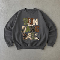 Football Game Day Sweatshirt Run The Dang Ball Football Season Unisex Vintage Patchwork Design