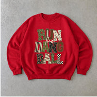 Football Game Day Sweatshirt Run The Dang Ball Football Season Unisex Vintage Patchwork Design