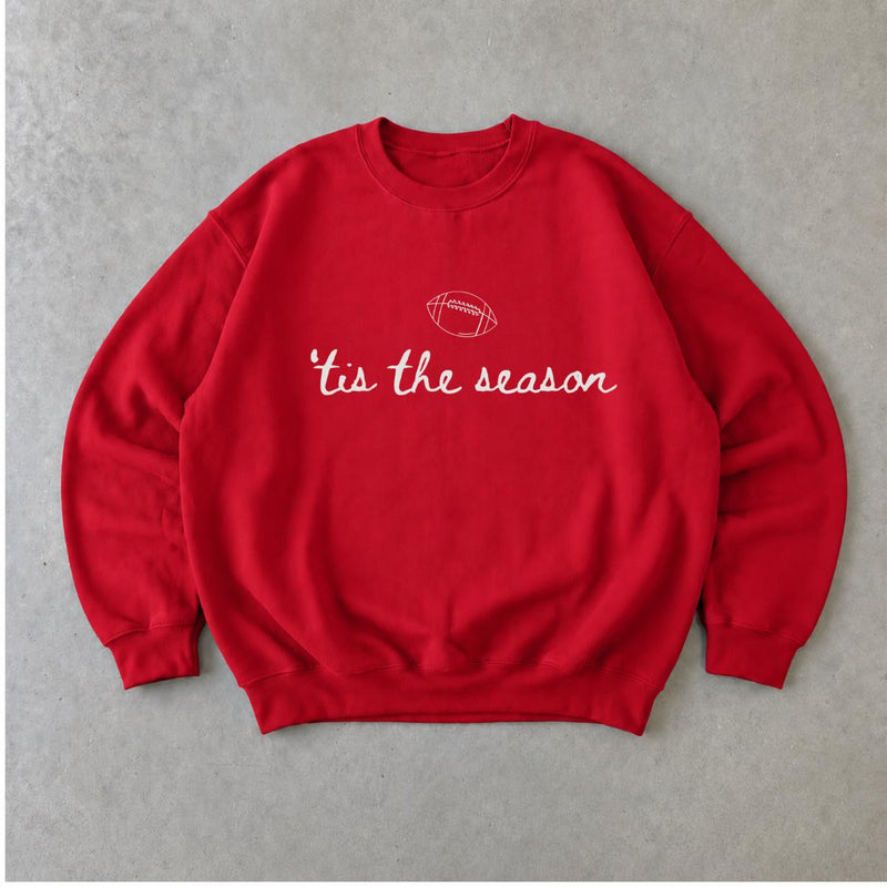 Football Game Day “Tis The Season” Sweatshirt Fall Sports Women Minimalist Design