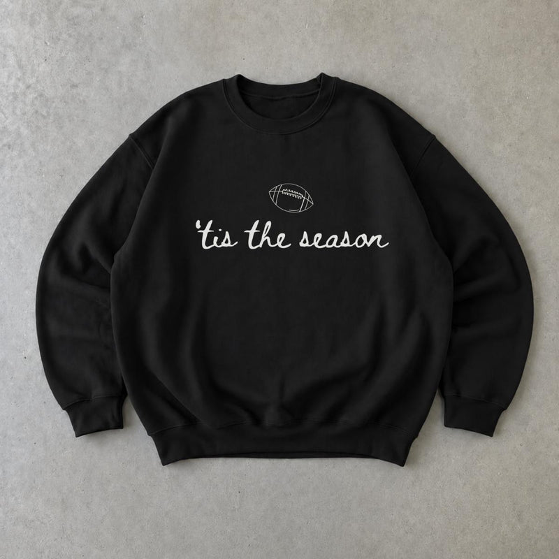 Football Game Day “Tis The Season” Sweatshirt Fall Sports Women Minimalist Design