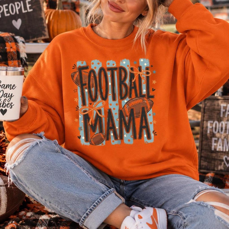 Football Mama Sweatshirt Football Mama Fall Football Mom Unisex Retro Bow Game Day Design