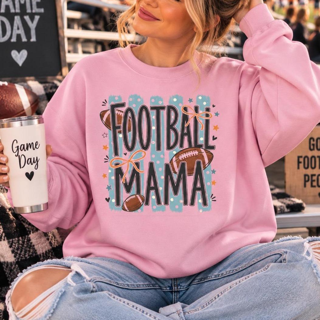 Football Mama Sweatshirt Football Mama Fall Football Mom Unisex Retro Bow Game Day Design