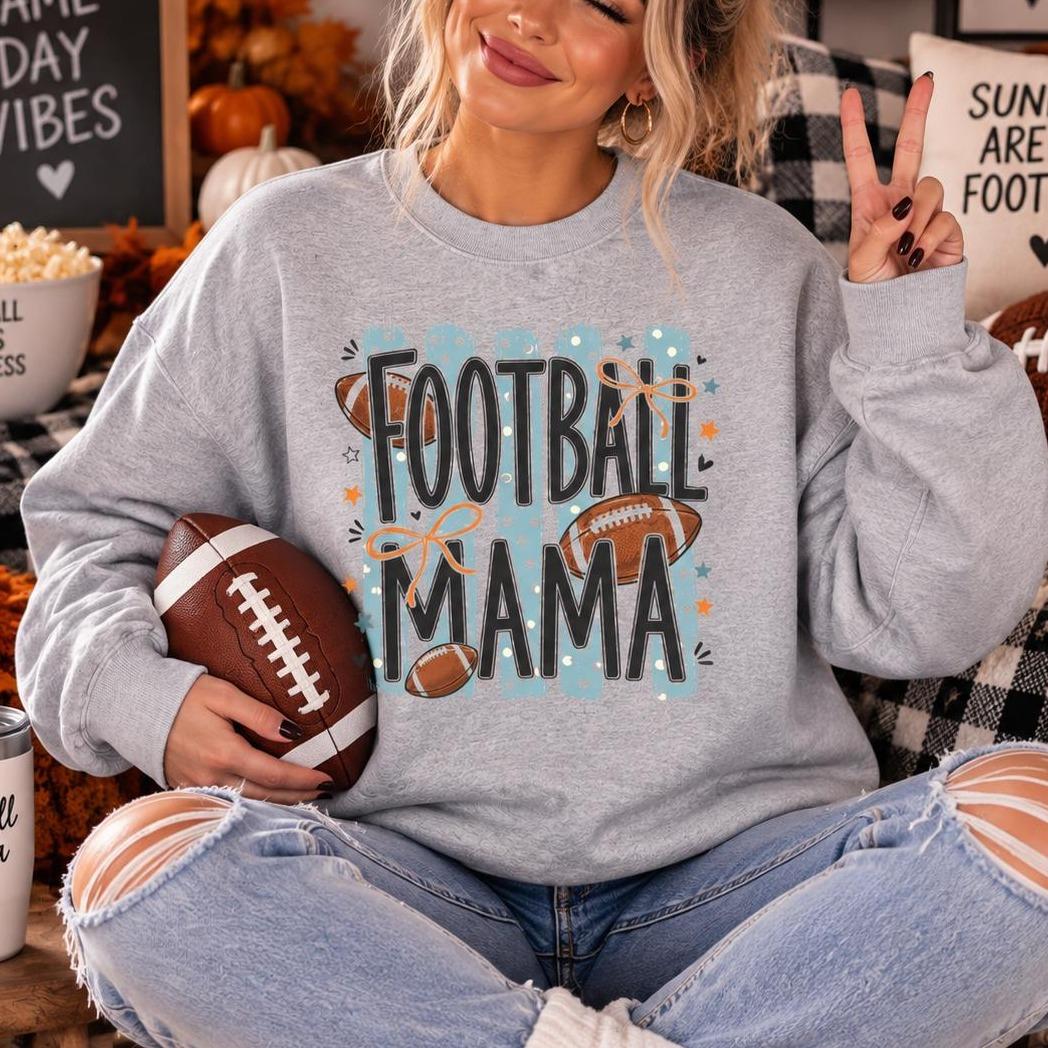 Football Mama Sweatshirt Football Mama Fall Football Mom Unisex Retro Bow Game Day Design