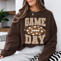 Football Mom Game Day Game Day Sweatshirt and T-Shirt Football Season Women Gingham Football Design