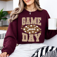 Football Mom Game Day Game Day Sweatshirt and T-Shirt Football Season Women Gingham Football Design