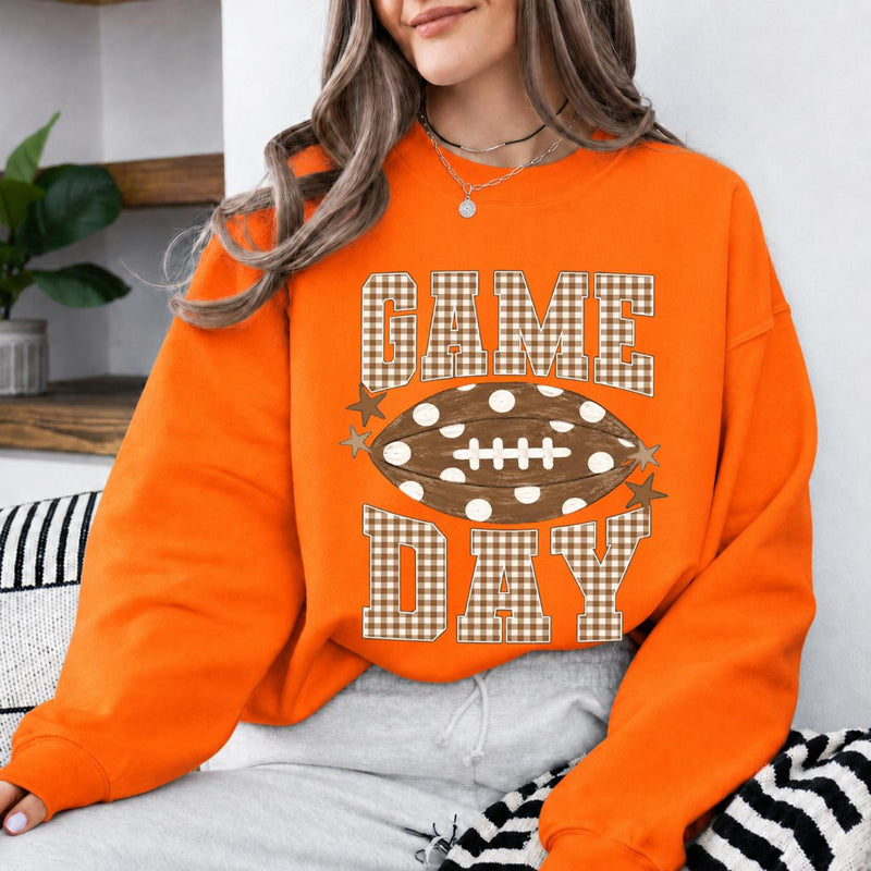 Football Mom Game Day Game Day Sweatshirt and T-Shirt Football Season Women Gingham Football Design