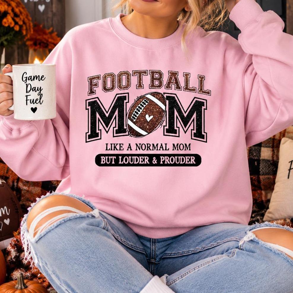 Football Mom Sweatshirt Louder & Prouder Game Day Fall Football Season Women Vintage Varsity Design