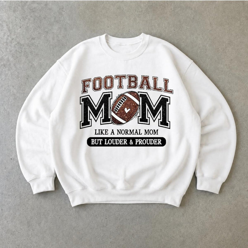 Football Mom Sweatshirt Louder & Prouder Game Day Fall Football Season Women Vintage Varsity Design