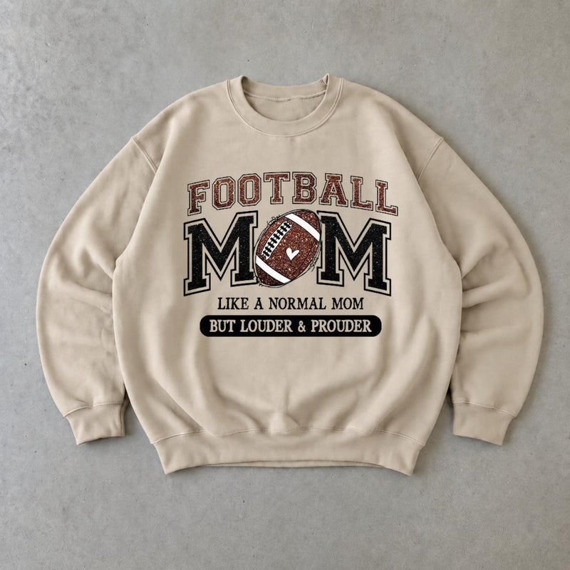 Football Mom Sweatshirt Louder & Prouder Game Day Fall Football Season Women Vintage Varsity Design