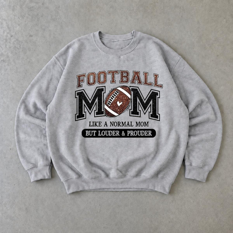 Football Mom Sweatshirt Louder & Prouder Game Day Fall Football Season Women Vintage Varsity Design