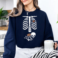 Football Pregnancy Announcement Sweatshirt Skeleton Football Baby Design Football Season Women Cute Spooky