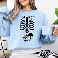 Football Pregnancy Announcement Sweatshirt Skeleton Football Baby Design Football Season Women Cute Spooky