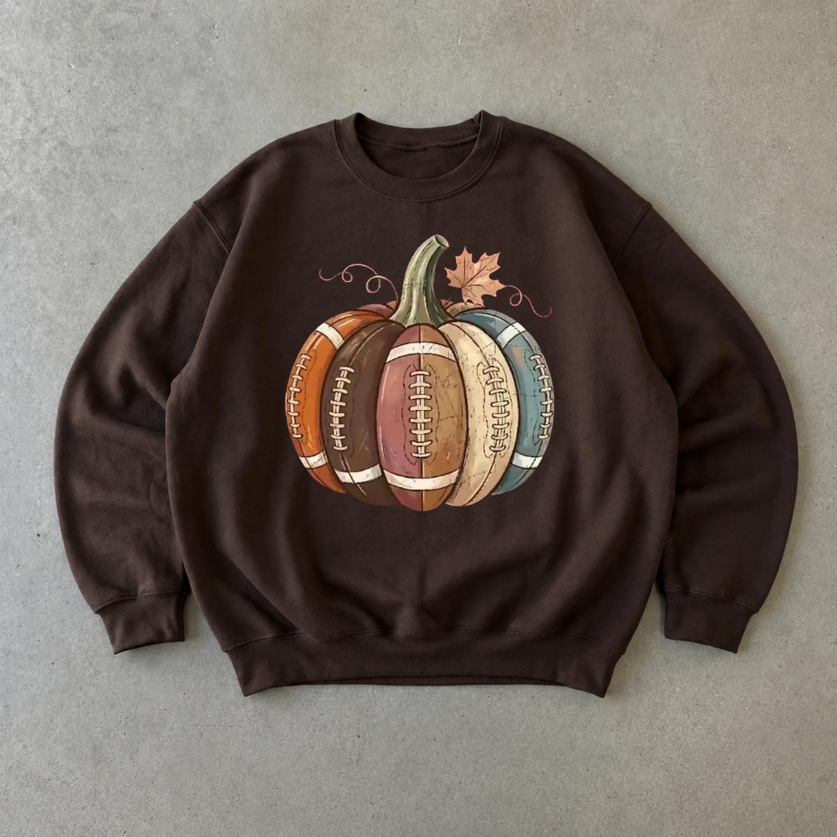 Football Pumpkin Sweatshirt, Football Pumpkin Design, Fall Football Season Unisex Cute Vintage Style