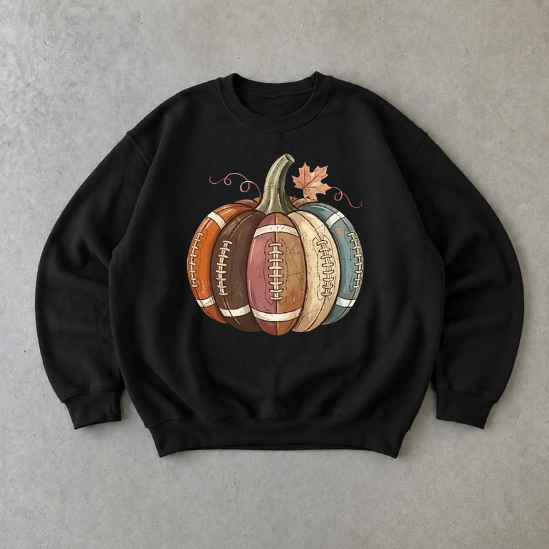 Football Pumpkin Sweatshirt, Football Pumpkin Design, Fall Football Season Unisex Cute Vintage Style