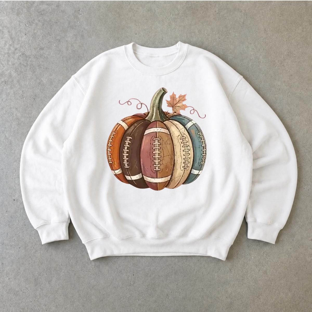 Football Pumpkin Sweatshirt, Football Pumpkin Design, Fall Football Season Unisex Cute Vintage Style