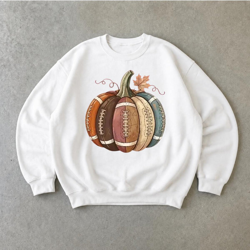 Football Pumpkin Sweatshirt, Football Pumpkin Design, Fall Football Season Unisex Cute Vintage Style