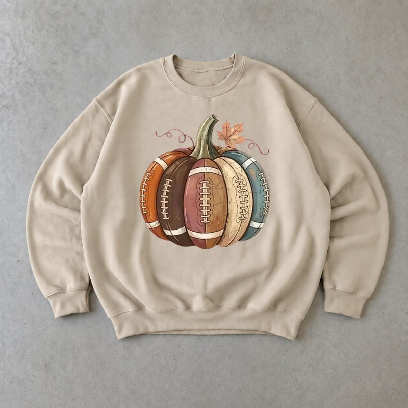 Football Pumpkin Sweatshirt, Football Pumpkin Design, Fall Football Season Unisex Cute Vintage Style