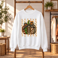 Football Pumpkin Sweatshirt for Women Fall Game Day Leopard Bow Crewneck