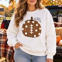 Football Pumpkin Sweatshirt, Polka Dot Fall Game Day for Women, Cute Autumn Sports
