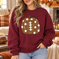 Football Pumpkin Sweatshirt, Polka Dot Fall Game Day for Women, Cute Autumn Sports