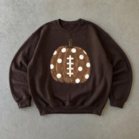 Football Pumpkin Sweatshirt, Polka Dot Pumpkin Football, Fall Game Day Women Cute Watercolor Design