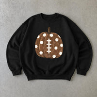 Football Pumpkin Sweatshirt, Polka Dot Pumpkin Football, Fall Game Day Women Cute Watercolor Design