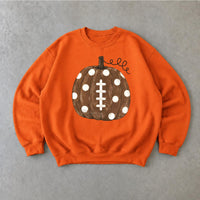 Football Pumpkin Sweatshirt, Polka Dot Pumpkin Football, Fall Game Day Women Cute Watercolor Design