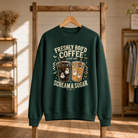 Freshly Boo'd Coffee Halloween Coffee Lover Sweatshirt Cute Ghost Iced Coffee Fall Graphic