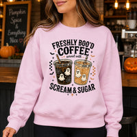 Freshly Boo'd Coffee Halloween Coffee Lover Sweatshirt Cute Ghost Iced Coffee Fall Graphic
