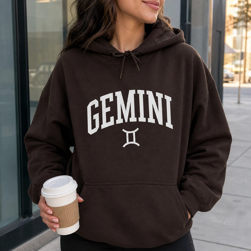 [FULL 12 ZODIAC] Zodiac Sign Hoodie, Astrology Star Sign Name & Glyph, Horoscope Birthday Gift, Unisex, Vintage Varsity Collegiate Style