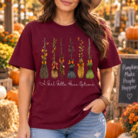 Funny Halloween Witch A Girl Gotta Have Options T-Shirt and Sweatshirt for Women Fall Broom Graphic