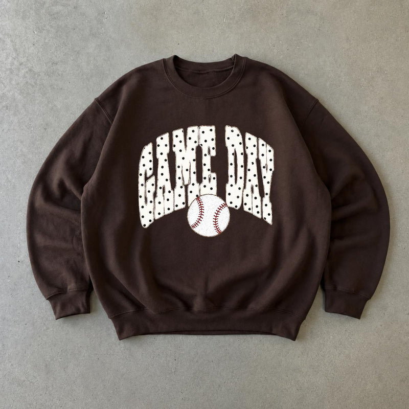 Game Day Baseball Sweatshirt Game Day Baseball Sports Mom Baseball Season Women Cute Polka Dot